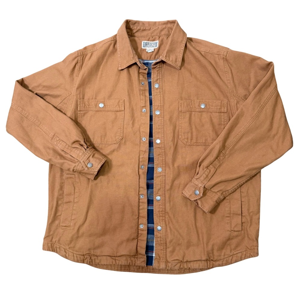 Duluth Fire Hose Flannel Lined Jacket XL Mens Brown Canvas Coat Heavy Workwear